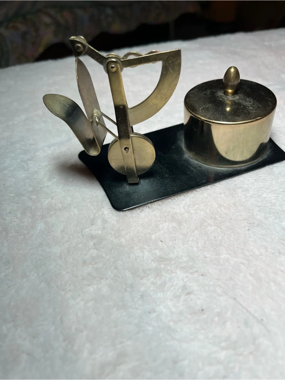 Vintage Metal Postal Letter Scale with Postage Stamp Roll Holder Dispenser Japan